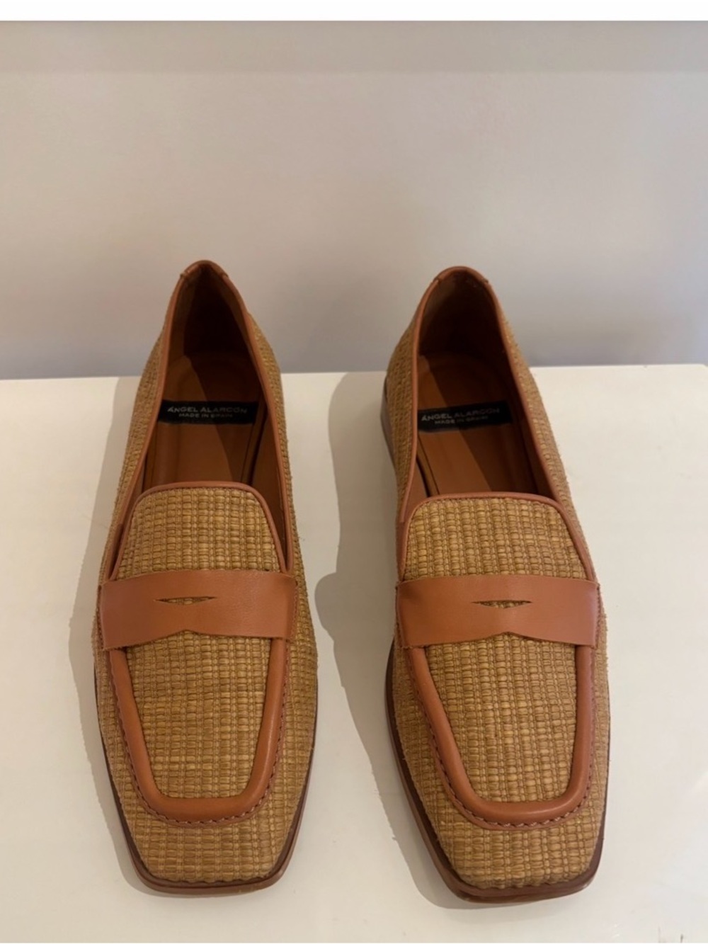Angel Alarcon Raffia and Leather-Trim Slip-On Loafers
